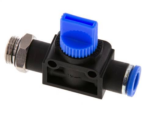 Válvula manual de cierre de 3/2 vías de 8 mm - G1/4'' Plástico/Latón Ventilación del lado del tubo
