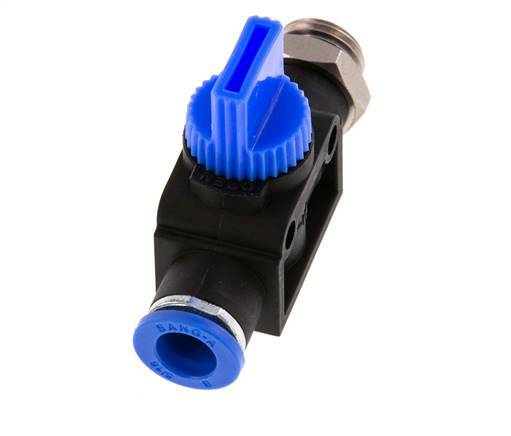 Válvula manual de cierre de 3/2 vías de 8 mm - G1/4'' Plástico/Latón Ventilación del lado del tubo