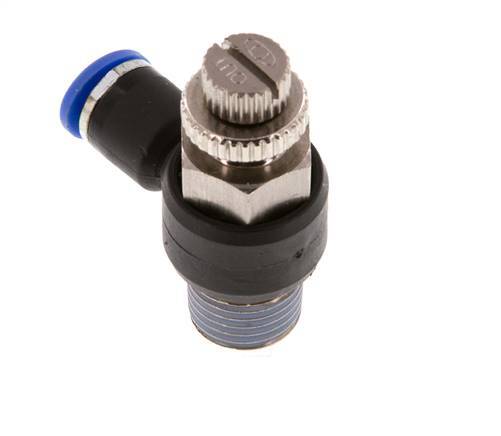 Silenciador de control de flujo Codo de salida del medidor 6 mm - R1/4'' Latón/PA 66