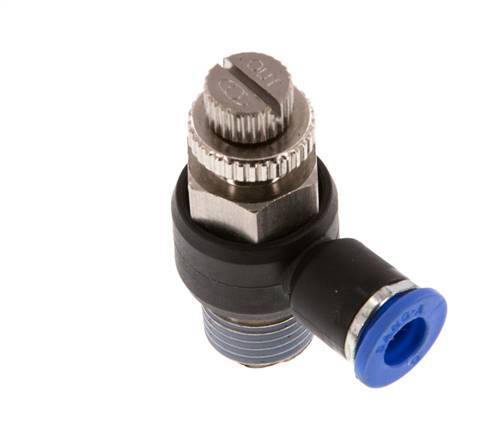 Silenciador de control de flujo Codo de salida del medidor 6 mm - R1/4'' Latón/PA 66