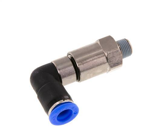 8mm & R1/8'' Elbow Quick Swivel Joint Push-In-Male Threads Nickel-Plated Brass/PBT NBR Rotatable