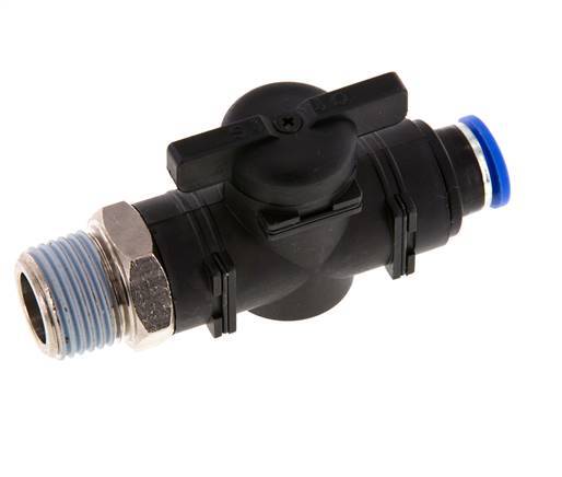 Válvula de bola recta de 2 vías 10 mm - R1/2'' Plástico/Latón