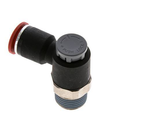 Válvula de control de flujo Codo de entrada de medidor 12 mm - R1/2'' Latón/PA 66 Tuerca de seguridad