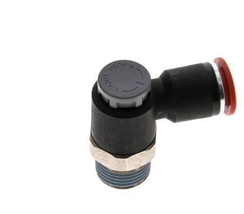 Válvula de control de flujo Codo de entrada de medidor 12 mm - R1/2'' Latón/PA 66 Tuerca de seguridad