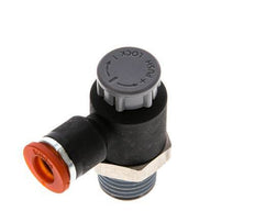 Flow Control Valve Meter-In Elbow 6 mm - R1/4'' Brass/PA 66 Locknut
