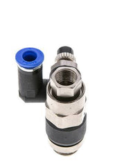 Silenciador de control de flujo Medidor de salida giratorio de 6 mm - G1/4''-G1/8'' Latón/PA 66 con válvula de retención accionada por piloto