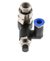 Silenciador de control de flujo Medidor de salida giratorio de 6 mm - G1/4''-G1/8'' Latón/PA 66 con válvula de retención accionada por piloto