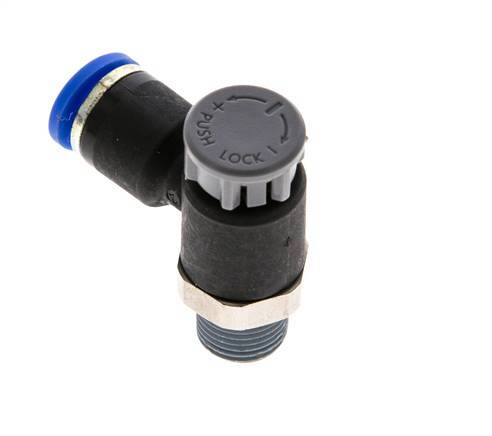 Flow Control Valve Meter-Out Elbow 6 mm - R1/8'' Brass/PA 66 Locknut