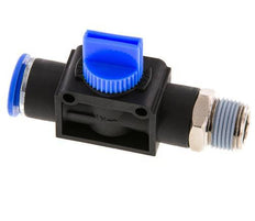 Válvula manual de cierre de 3/2 vías 12 mm - R3/8'' Plástico/Latón Ventilación por el lado de la rosca