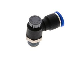 Válvula de control de flujo Codo de salida del medidor 10 mm - R1/4'' Latón/PA 66 Tuerca de seguridad