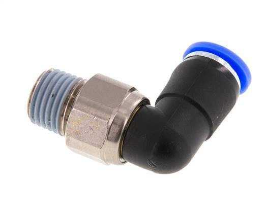 8mm & R1/4'' Elbow Swivel Joint Push-In-Male Threads Nickel-Plated Brass/PBT NBR Rotatable