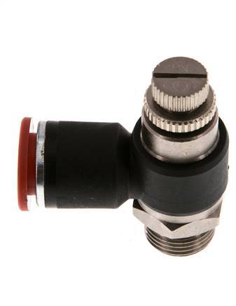 Silenciador de control de flujo Codo de entrada de medidor 12 mm - G3/8'' Latón/PA 66