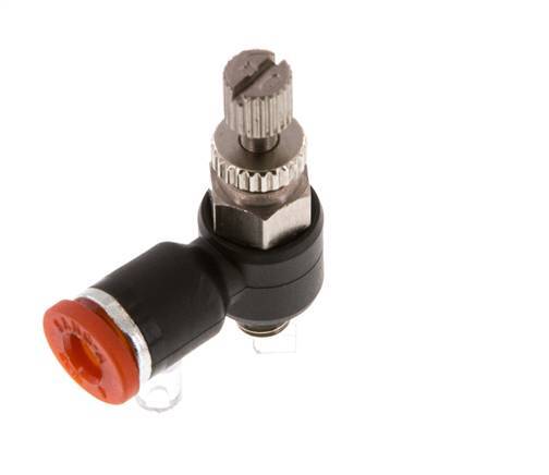 Flow Control Silencer Meter-In Elbow 4 mm - M5 Brass/PA 66