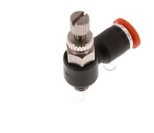 Flow Control Silencer Meter-In Elbow 4 mm - M5 Brass/PA 66