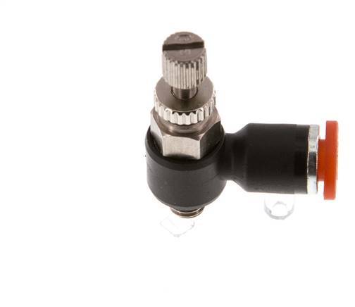Flow Control Silencer Meter-In Elbow 4 mm - M5 Brass/PA 66