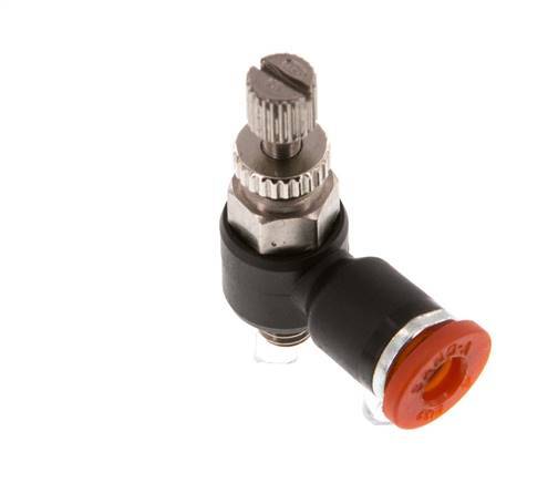 Flow Control Silencer Meter-In Elbow 4 mm - M5 Brass/PA 66