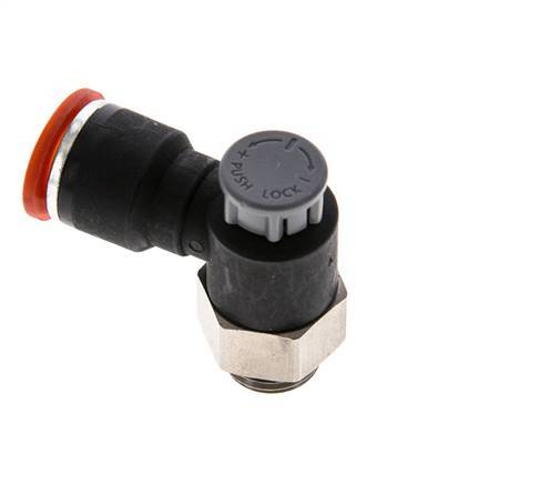 Válvula de control de flujo Codo de entrada al medidor 10 mm - G1/4'' Latón/PA 66 Tuerca de seguridad