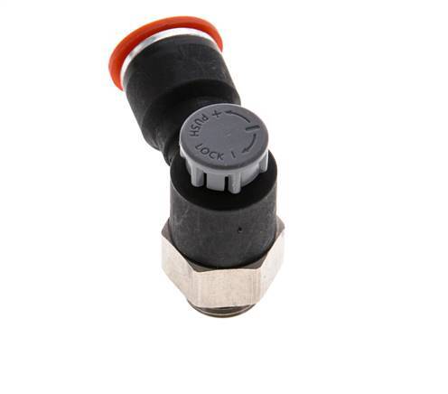 Válvula de control de flujo Codo de entrada al medidor 10 mm - G1/4'' Latón/PA 66 Tuerca de seguridad