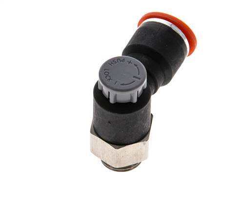 Válvula de control de flujo Codo de entrada al medidor 10 mm - G1/4'' Latón/PA 66 Tuerca de seguridad