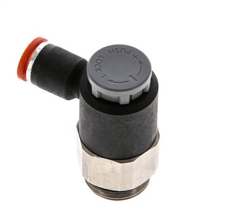 Válvula de control de flujo Codo de medición 8 mm - G1/2'' Latón/PA 66 Tuerca de seguridad