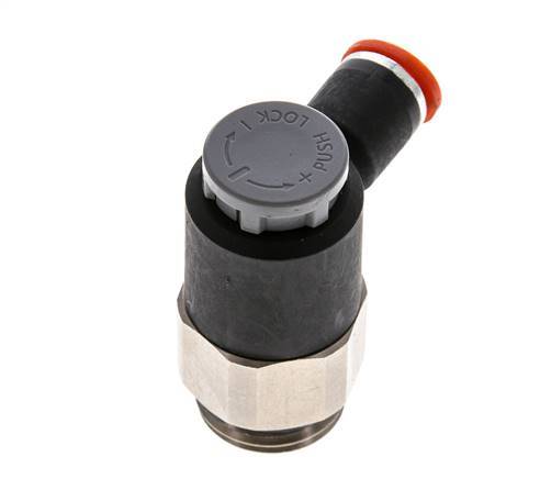 Válvula de control de flujo Codo de medición 8 mm - G1/2'' Latón/PA 66 Tuerca de seguridad