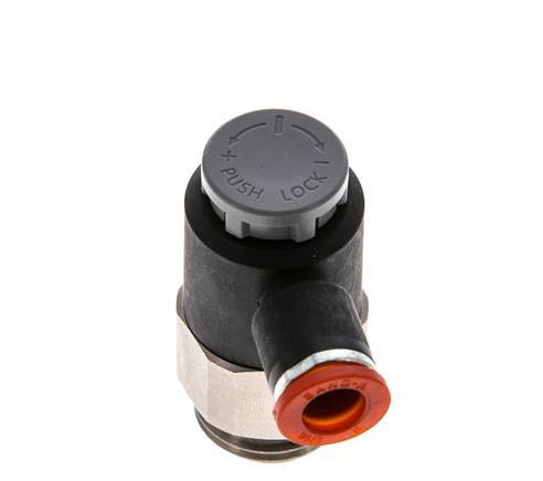 Válvula de control de flujo Codo de medición 8 mm - G1/2'' Latón/PA 66 Tuerca de seguridad