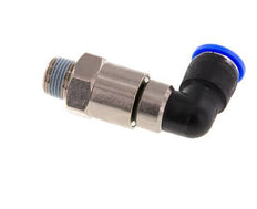 Codo de 12 mm y R3/8'' Junta giratoria rápida Rosca macho Niquelada Latón/PBT NBR Giratorio