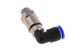 Codo de 12 mm y R3/8'' Junta giratoria rápida Rosca macho Niquelada Latón/PBT NBR Giratorio