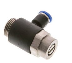 Codo de salida del silenciador de control de flujo 6 mm - G3/8'' Latón/PA 66 Tornillo ranurado