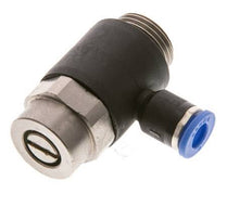 Codo de salida del silenciador de control de flujo 6 mm - G3/8'' Latón/PA 66 Tornillo ranurado