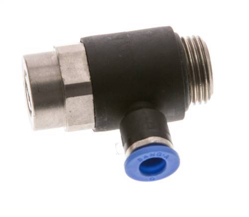 Codo de salida del silenciador de control de flujo 6 mm - G3/8'' Latón/PA 66 Tornillo ranurado