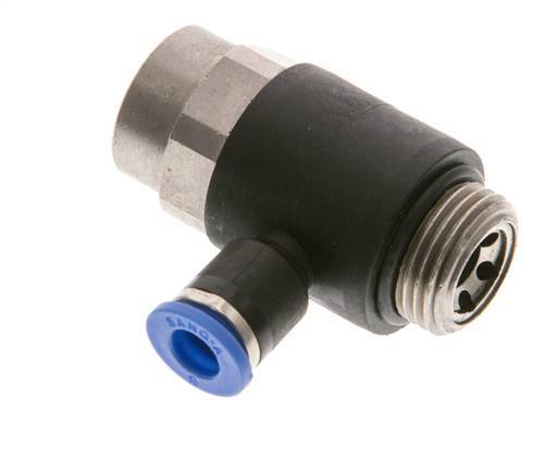 Codo de salida del silenciador de control de flujo 6 mm - G3/8'' Latón/PA 66 Tornillo ranurado