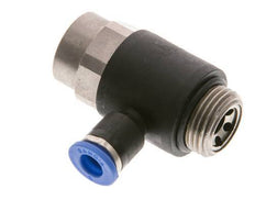 Codo de salida del silenciador de control de flujo 6 mm - G3/8'' Latón/PA 66 Tornillo ranurado