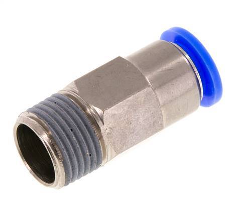 Racor rápido de 12 mm y R1/2'' macho con cierre automático de latón/PBT 0-10bar (0-145psi)