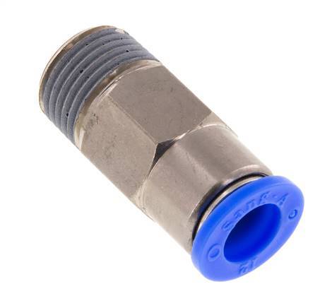Racor rápido de 12 mm y R1/2'' macho con cierre automático de latón/PBT 0-10bar (0-145psi)