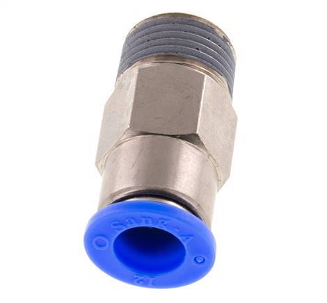 Racor rápido de 12 mm y R1/2'' macho con cierre automático de latón/PBT 0-10bar (0-145psi)