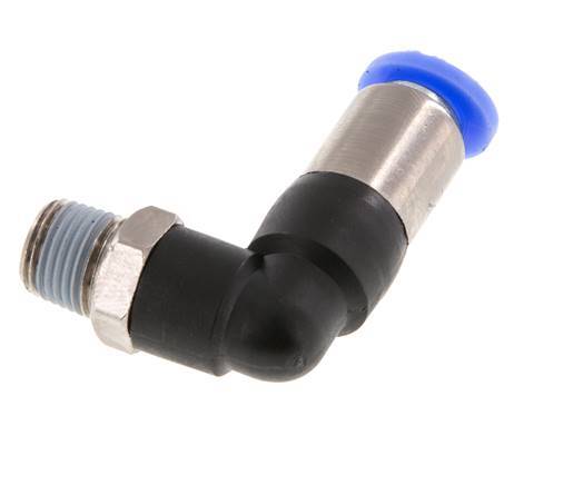 Push-In Fitting 6mm & R1/8'' Male Auto Shut-Off Elbow Brass/PBT 0-10bar (0-145psi) [2 Pieces]