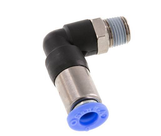 Push-In Fitting 6mm & R1/8'' Male Auto Shut-Off Elbow Brass/PBT 0-10bar (0-145psi) [2 Pieces]