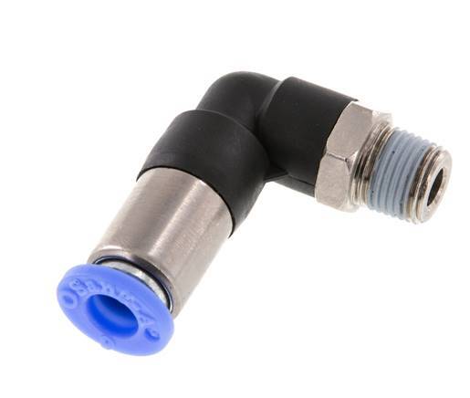 Push-In Fitting 6mm & R1/8'' Male Auto Shut-Off Elbow Brass/PBT 0-10bar (0-145psi) [2 Pieces]