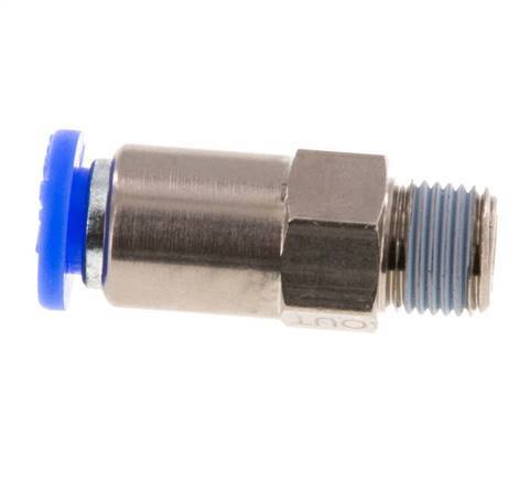 Válvula de retención a presión de 6mm y R1/8'' macho de latón/PBT 0,2-10bar (3-145psi) con rosca para manguera