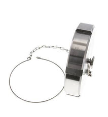 Tuerca de sombrerete Rd130 X 1/4'' DN 100 Acero inoxidable 1.4404 NBR DIN 11851 FDA 21 con cadena