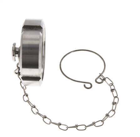Tuerca de sombrerete Rd58 X 1/6'' DN 32 Acero inoxidable 1.4301 NBR DIN 11851 FDA 21 con cadena
