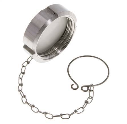 Tuerca de sombrerete Rd58 X 1/6'' DN 32 Acero inoxidable 1.4301 NBR DIN 11851 FDA 21 con cadena
