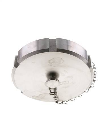Tuerca de sombrerete Rd130 X 1/4'' DN 100 Acero inoxidable 1.4301 NBR DIN 11851 FDA 21 con cadena