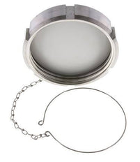 Tuerca de sombrerete Rd130 X 1/4'' DN 100 Acero inoxidable 1.4301 NBR DIN 11851 FDA 21 con cadena