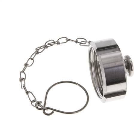 Tuerca de sombrerete Rd44 X 1/6'' DN 20 Acero inoxidable 1.4404 NBR DIN 11851 FDA 21 con cadena