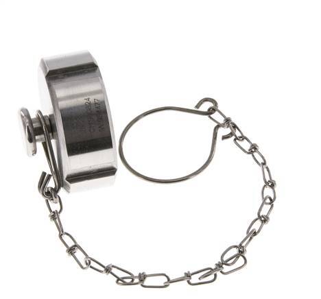 Tuerca de sombrerete Rd44 X 1/6'' DN 20 Acero inoxidable 1.4404 NBR DIN 11851 FDA 21 con cadena