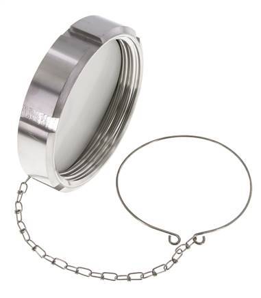 Cap Nut Rd110 X 1/4'' DN 80 Stainless Steel 1.4301 NBR DIN 11851 FDA 21 with Chain
