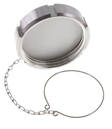 Cap Nut Rd110 X 1/4'' DN 80 Stainless Steel 1.4301 NBR DIN 11851 FDA 21 with Chain