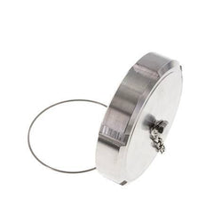 Tuerca de sombrerete Rd95 X 1/6'' DN 65 Acero inoxidable 1.4301 NBR DIN 11851 FDA 21 con cadena